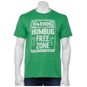 HUMBUG FREE ZONE T-SHIRT • Christmas Holiday - Green - NWT